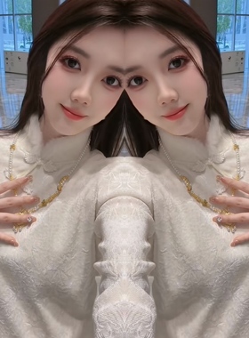 2025冬季网红爆款炸街白色长袖保暖刺绣重工斜襟立领毛边打底衫潮