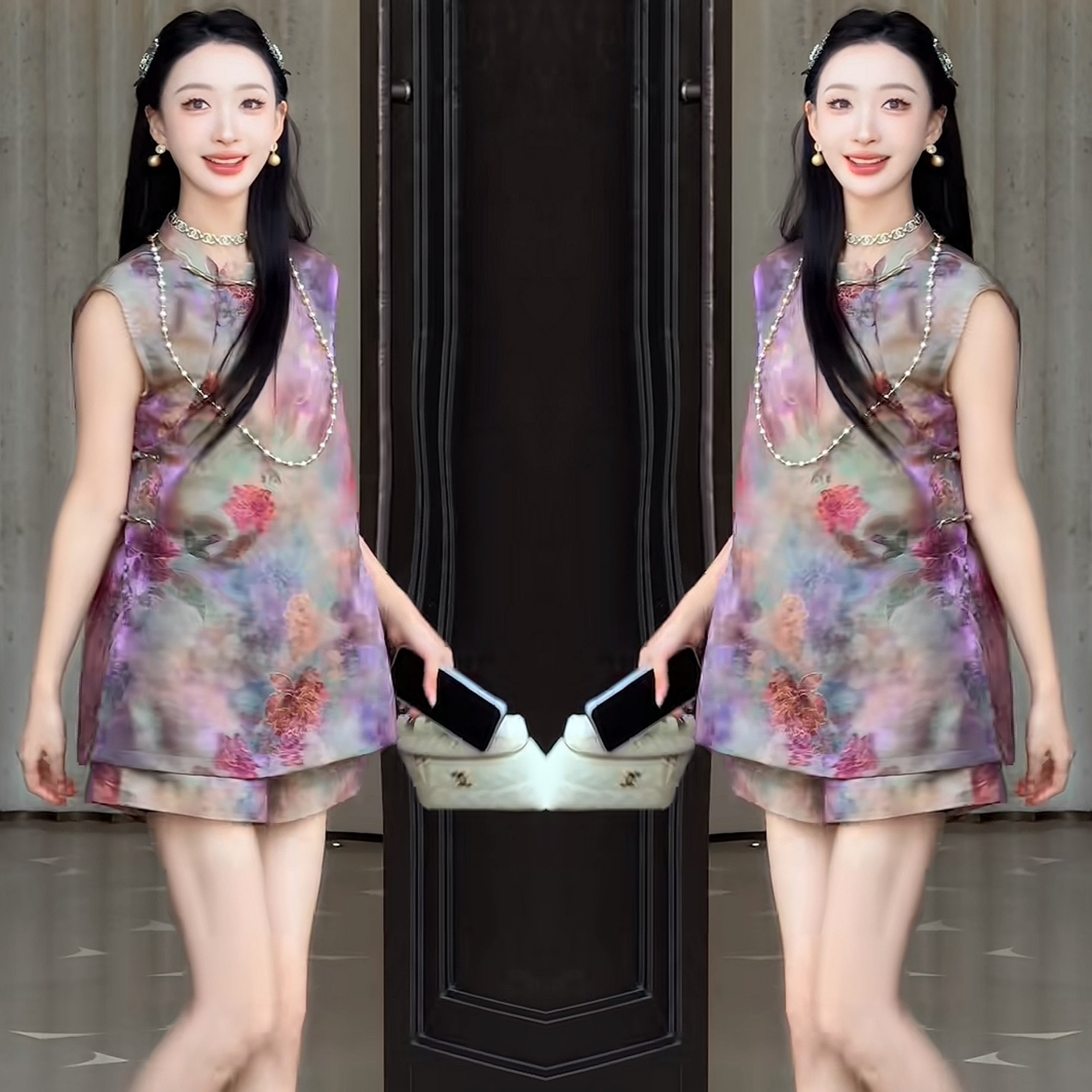 减龄女装两件套上衣搭配短裤潮