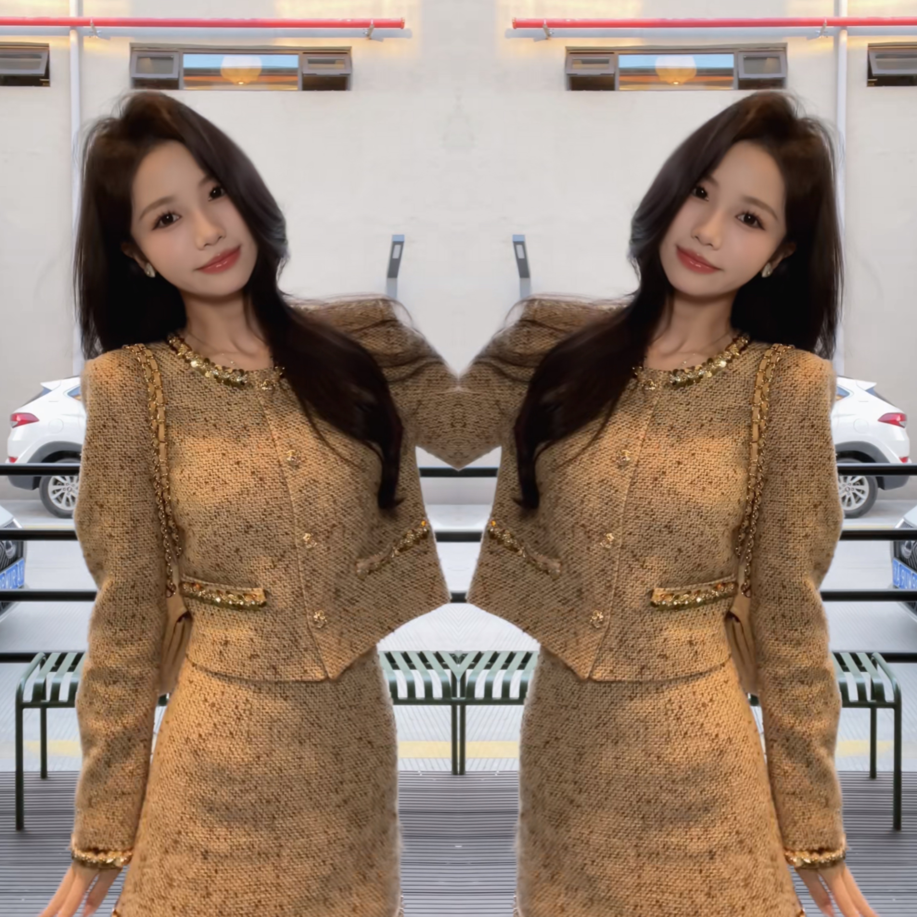 美式轻奢2025秋冬韵味知性开衫香风短款优雅高贵外套搭配短裙女装