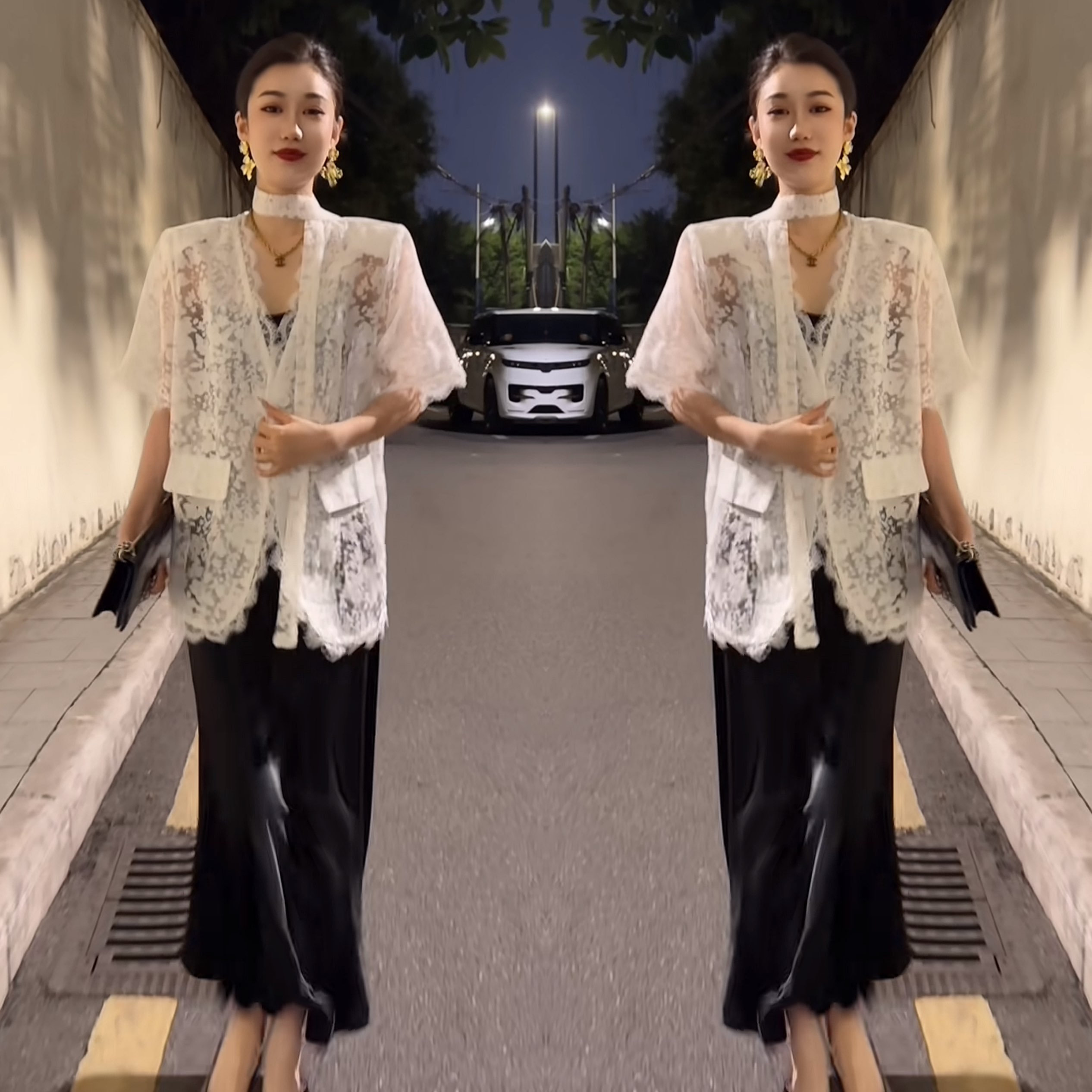 韩版蕾丝设计感宽松短袖百搭外套