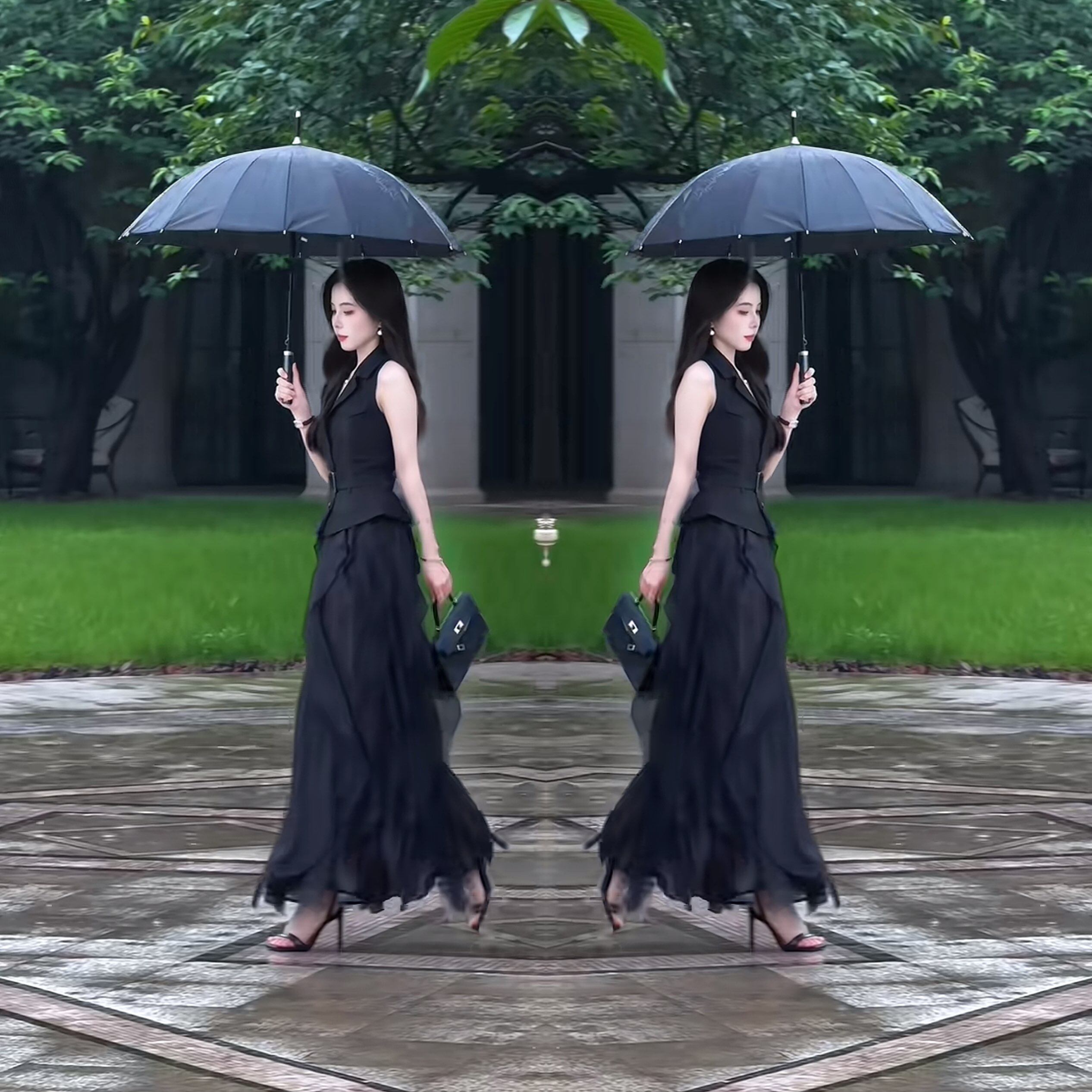 女装韩版马甲搭配网纱半身裙潮