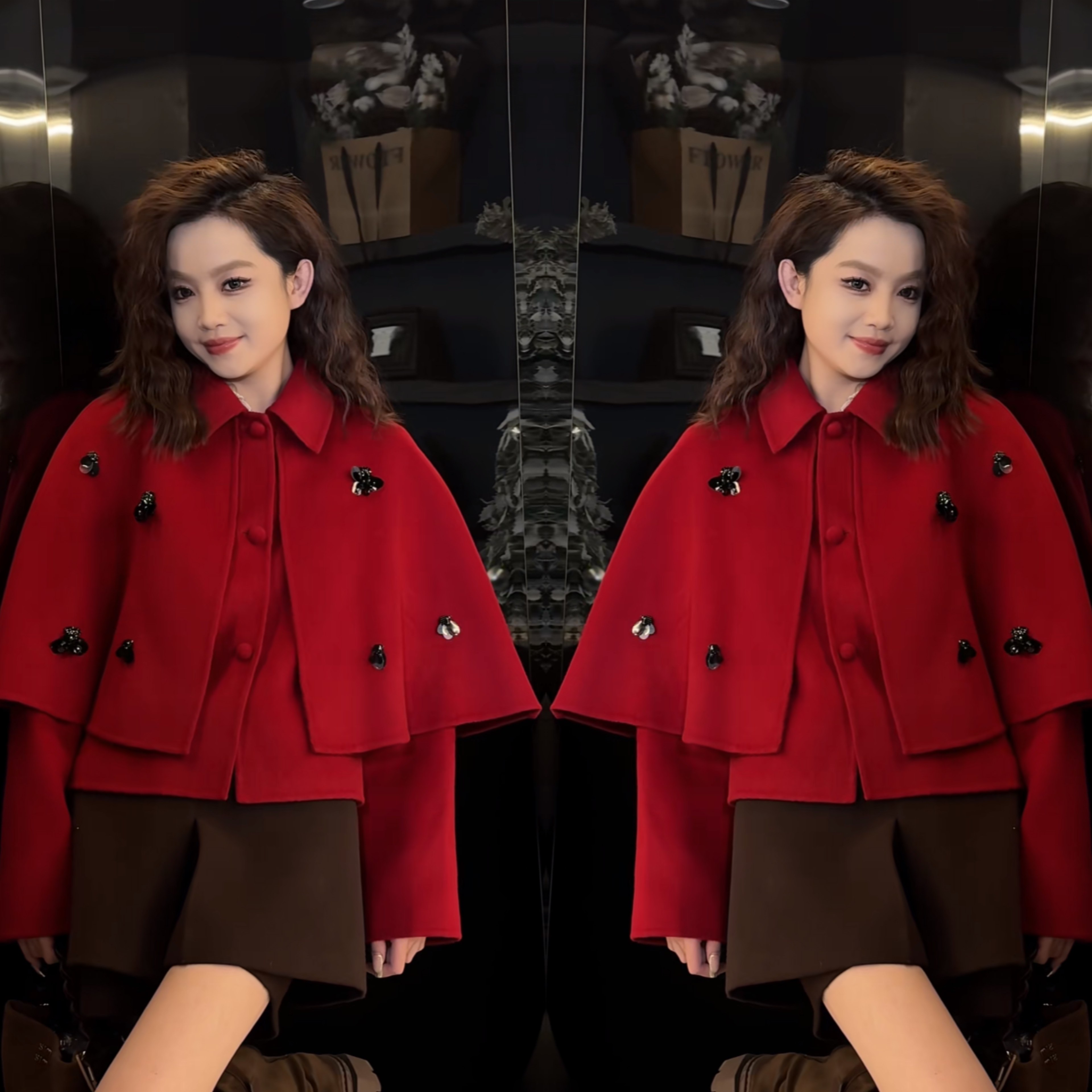 韩系2026网红爆款红色喜庆知性短款洋气蝴蝶结披肩两件套外套穿搭,女装/女士精品,上衣,淘宝优惠券,粉丝福利购,淘宝优惠卷