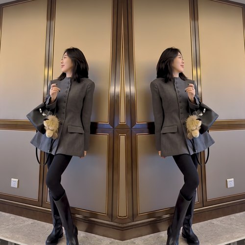 垂感职业办公正肩外套裙穿搭