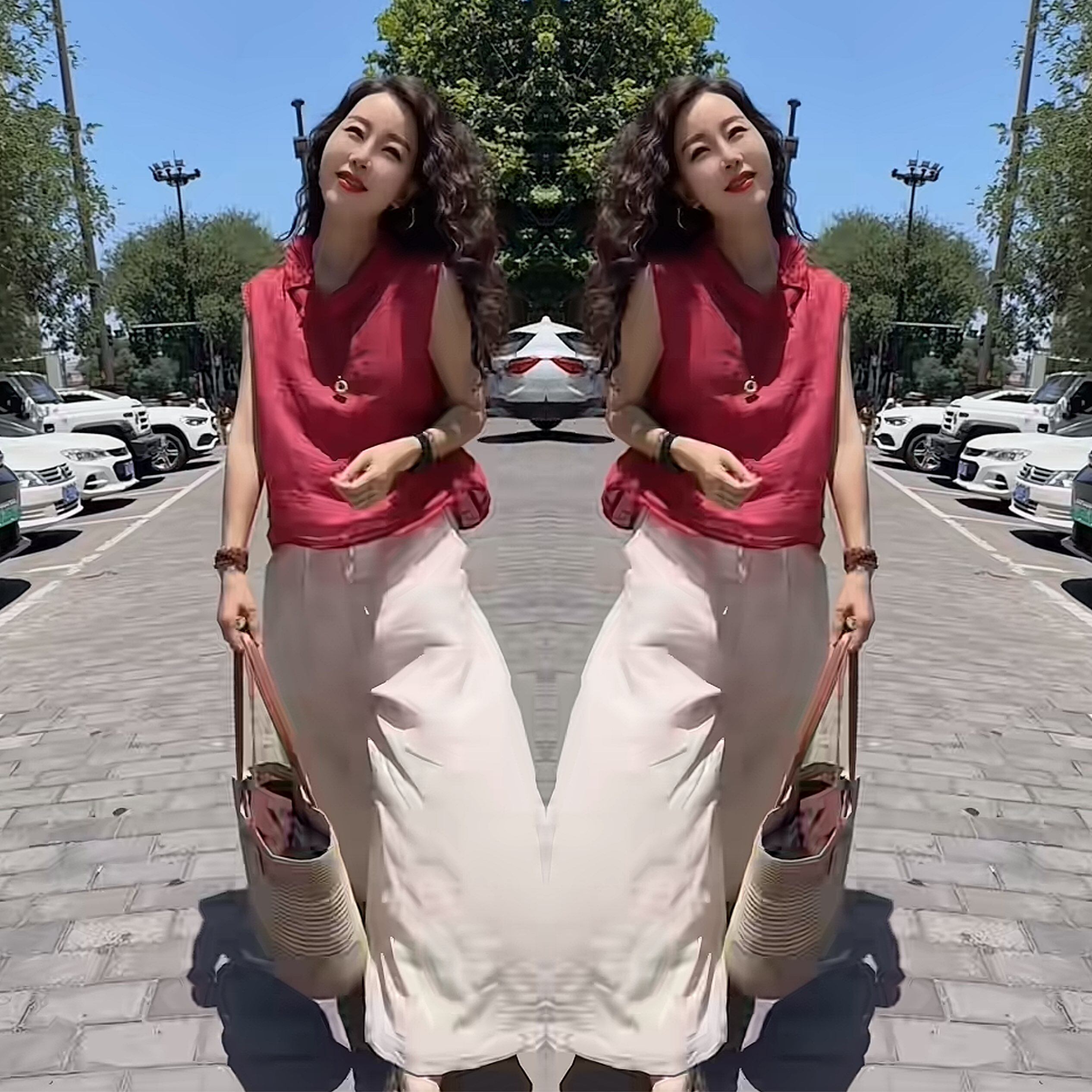 欧货女装时尚夏季新款简约洋气纯色爆款极简风无袖上衣搭配阔腿裤