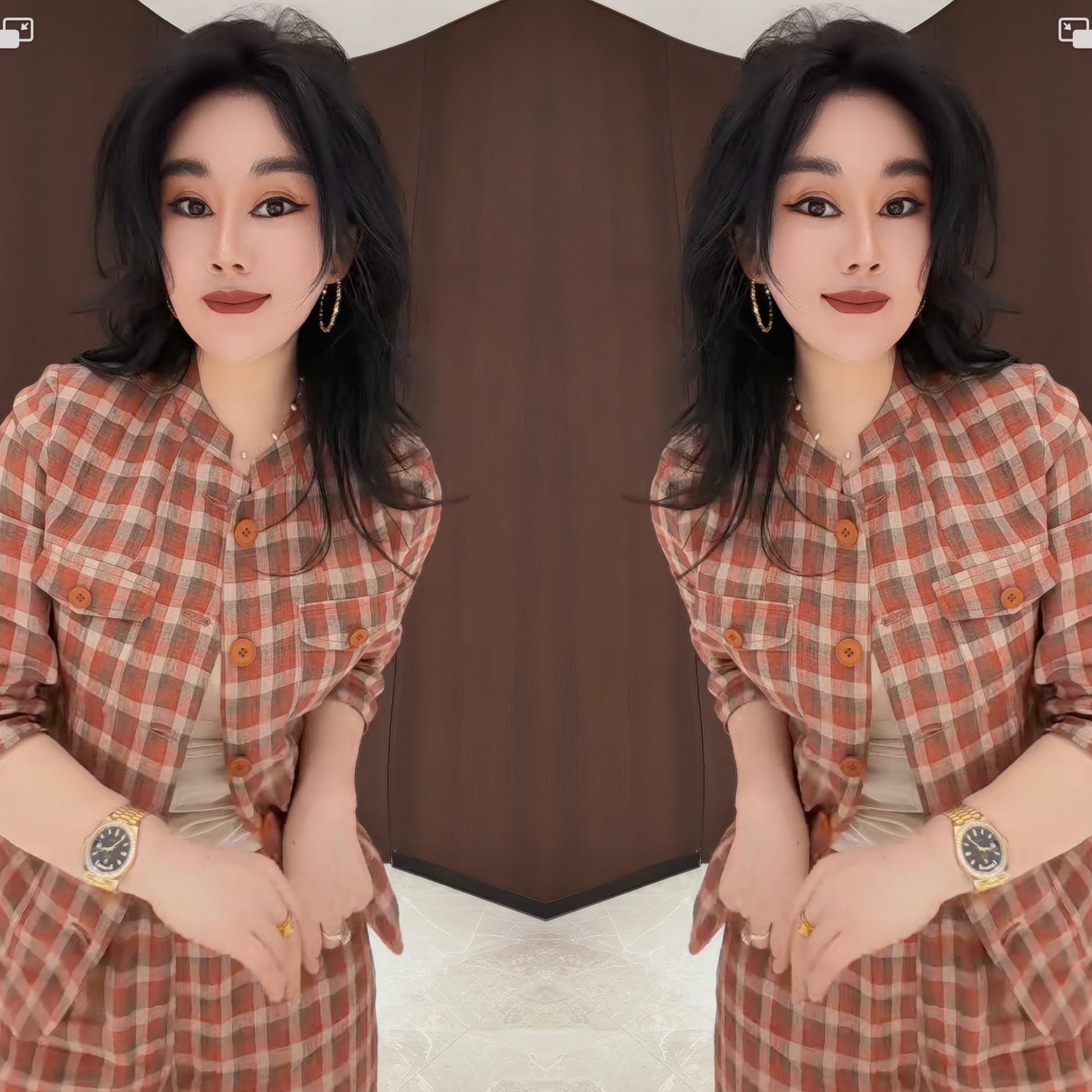 显瘦女两件套外套搭配高腰裤子