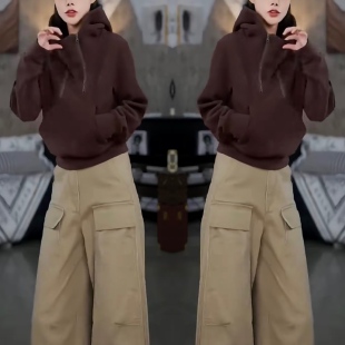 炸街2024秋季 套装 女士运动高级帽衫 上衣休闲长裤 洋气时尚 网红新款