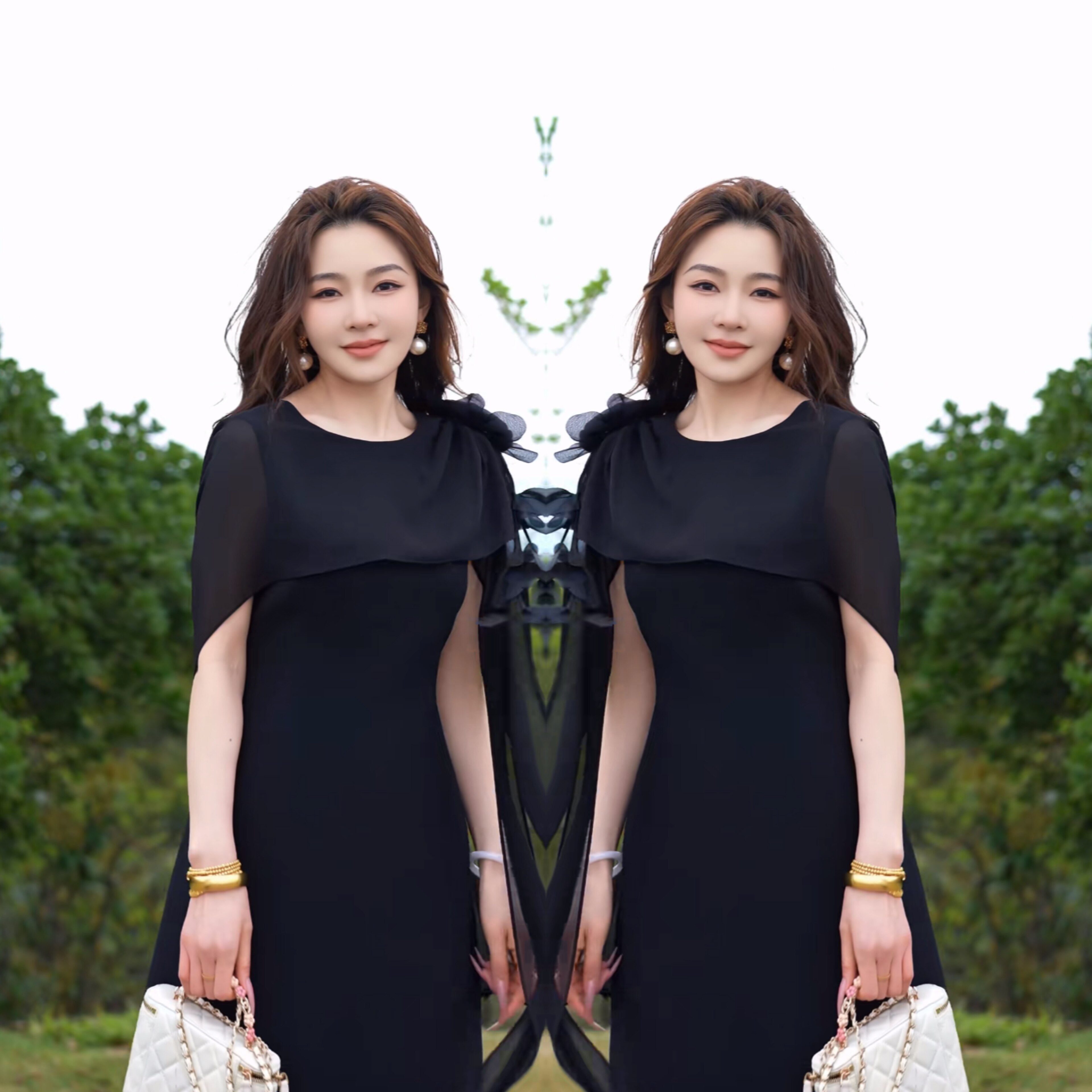 欧洲站2026网红春季女装高定黑色气质干练礼服修身中长款连衣裙潮