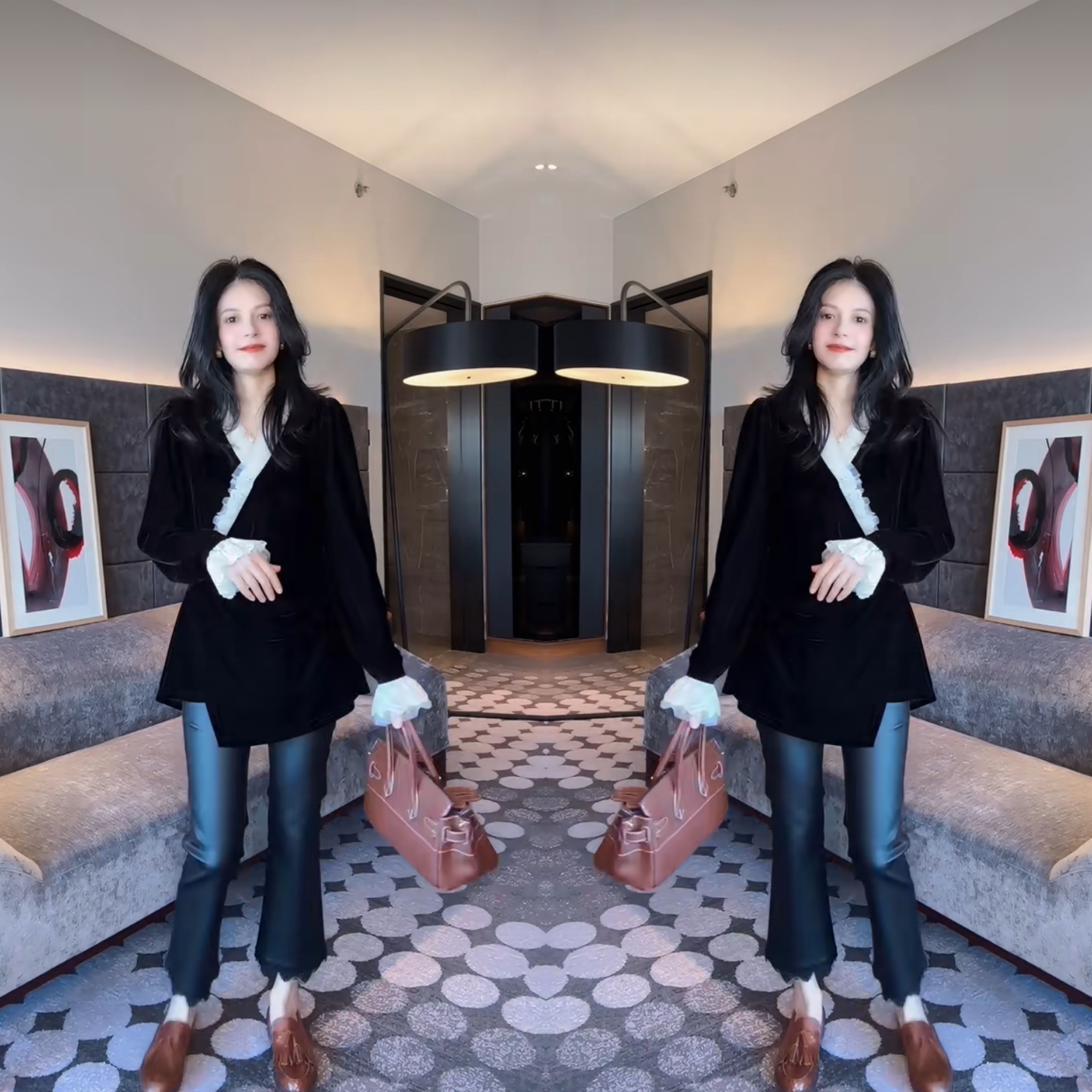 毛边拼接设计感打底衫网红女装