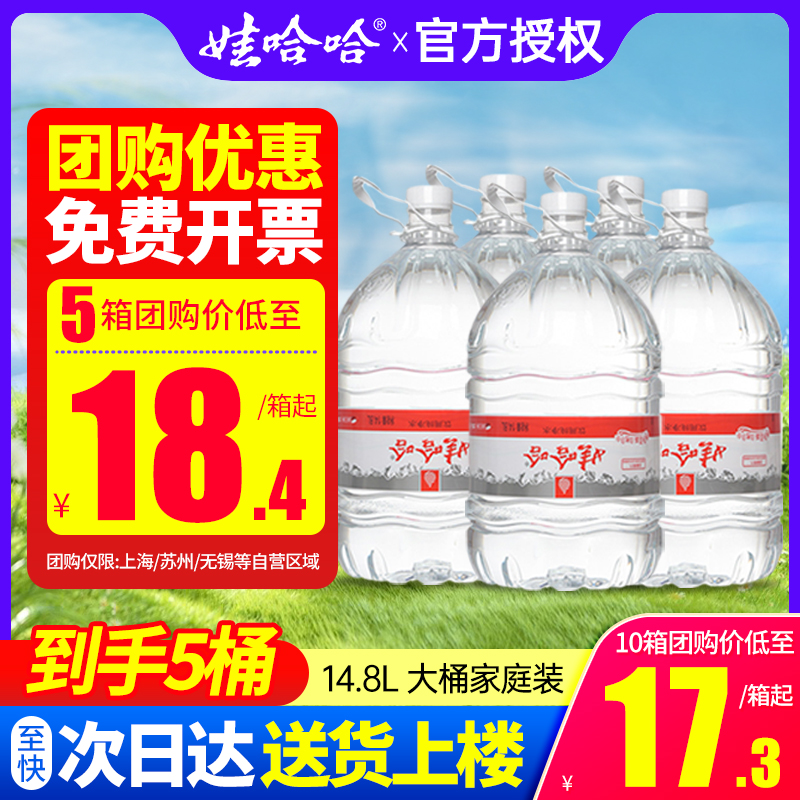 娃哈哈饮用纯净水14.8l*5桶整箱超大桶家庭大瓶饮用非矿泉水包邮