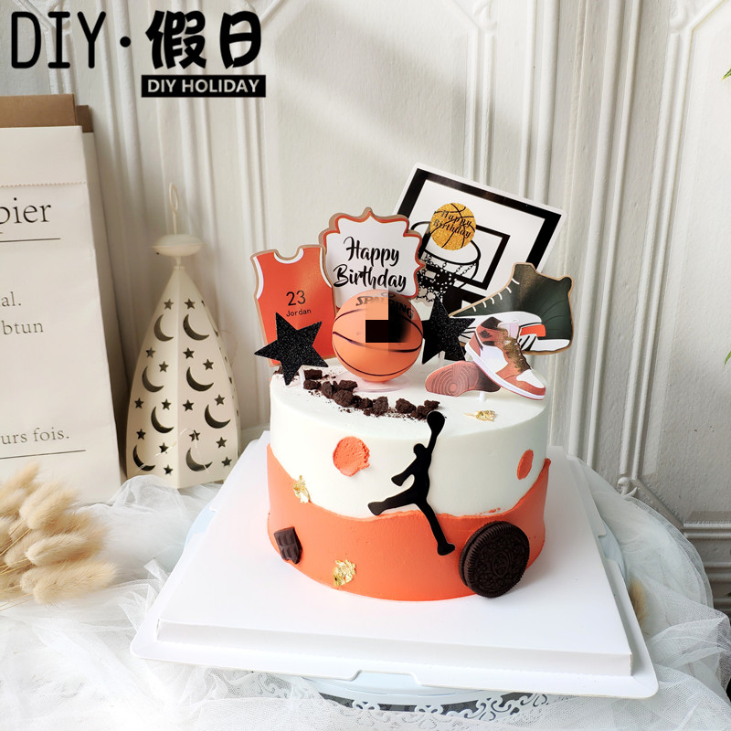 烘焙蛋糕装饰篮球球星男生生日派对灌篮高手摆件甜品台运动员装扮