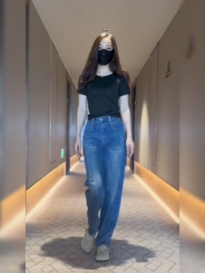 复古水洗阔腿牛仔裤女2023秋季新款高腰直筒显瘦垂感拼接拖地裤子