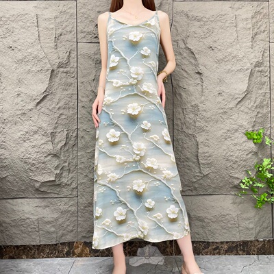 【云山录】夏季碎花吊带裙女时尚宽松气质春夏法式无袖印花连衣裙