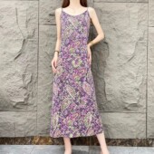 碎花气质吊带连衣裙女宽松显瘦印花长裙女时尚 夏季 迷迭香