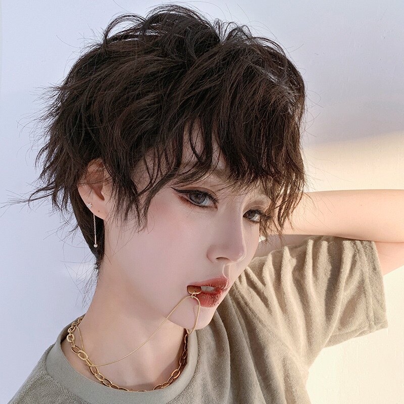 正品明星同款假发女短发锡纸烫蓬松中性整顶漫真发型全头套自然逼