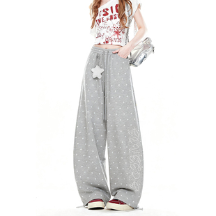 ZRSEE 街头风灰色阔腿裤女早春新款显瘦梨形身材百搭休闲卫裤子