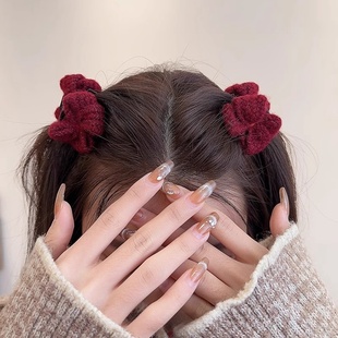 公主毛绒刘海小抓夹女2025新款高级感半扎发发夹侧边发卡夹子头饰