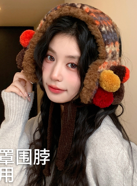 美拉德色复古毛绒绑带耳罩女冬季骑行保暖防寒防冻彩色耳套耳捂子