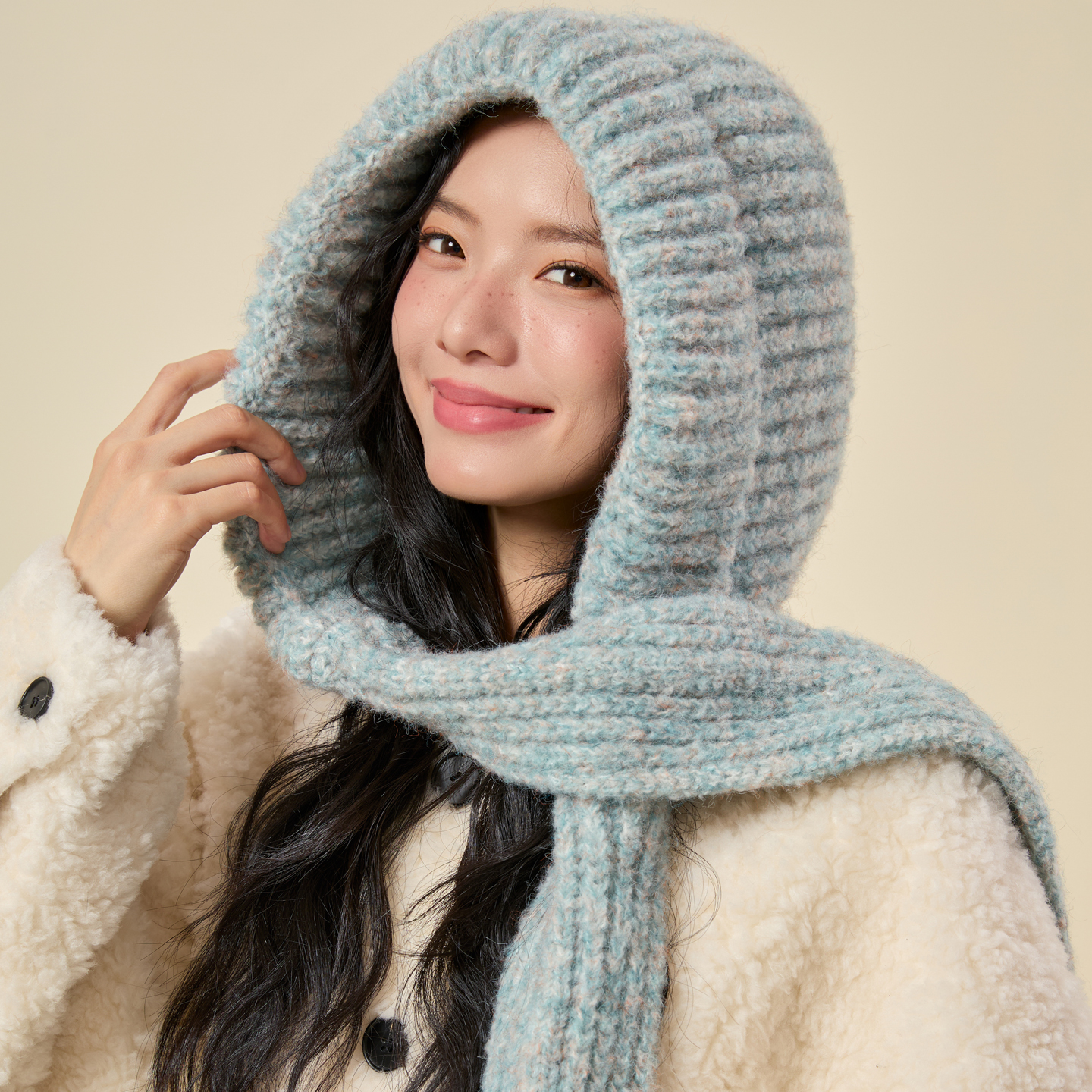 【爆款】毛线帽子围巾一体保暖