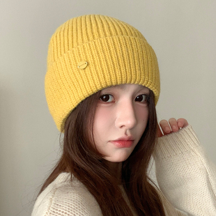 黄色保暖帽子手套围巾三件套防寒保暖围脖女针织加厚毛线防冻套装