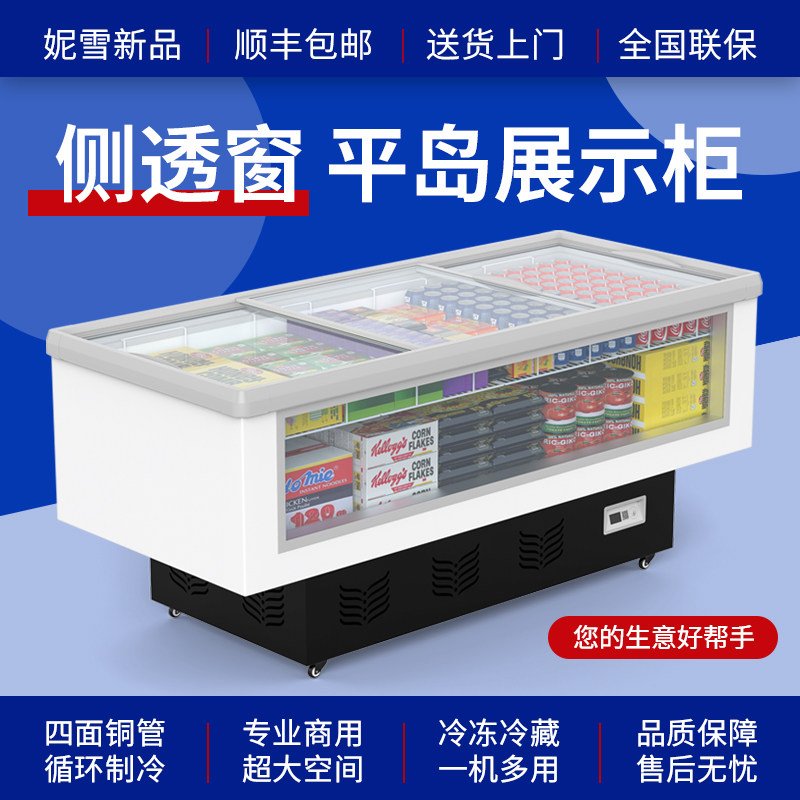 冰柜商用大容量冷柜冰箱冷藏展示柜保鲜冷冻两用豪华前透明展示柜