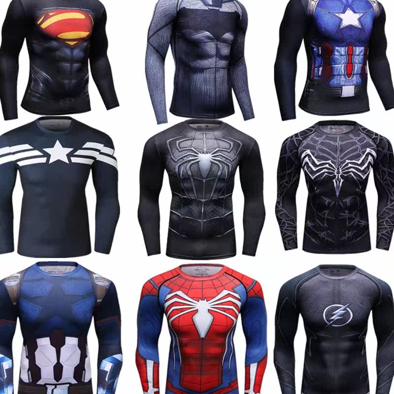 3D复仇者蝙蝠侠超人毒液美国队长运动弹力修身长袖T恤健身紧身衣在类目 男装, T恤中 - 来自Buy2taobao.com提供专业的淘宝代购服务