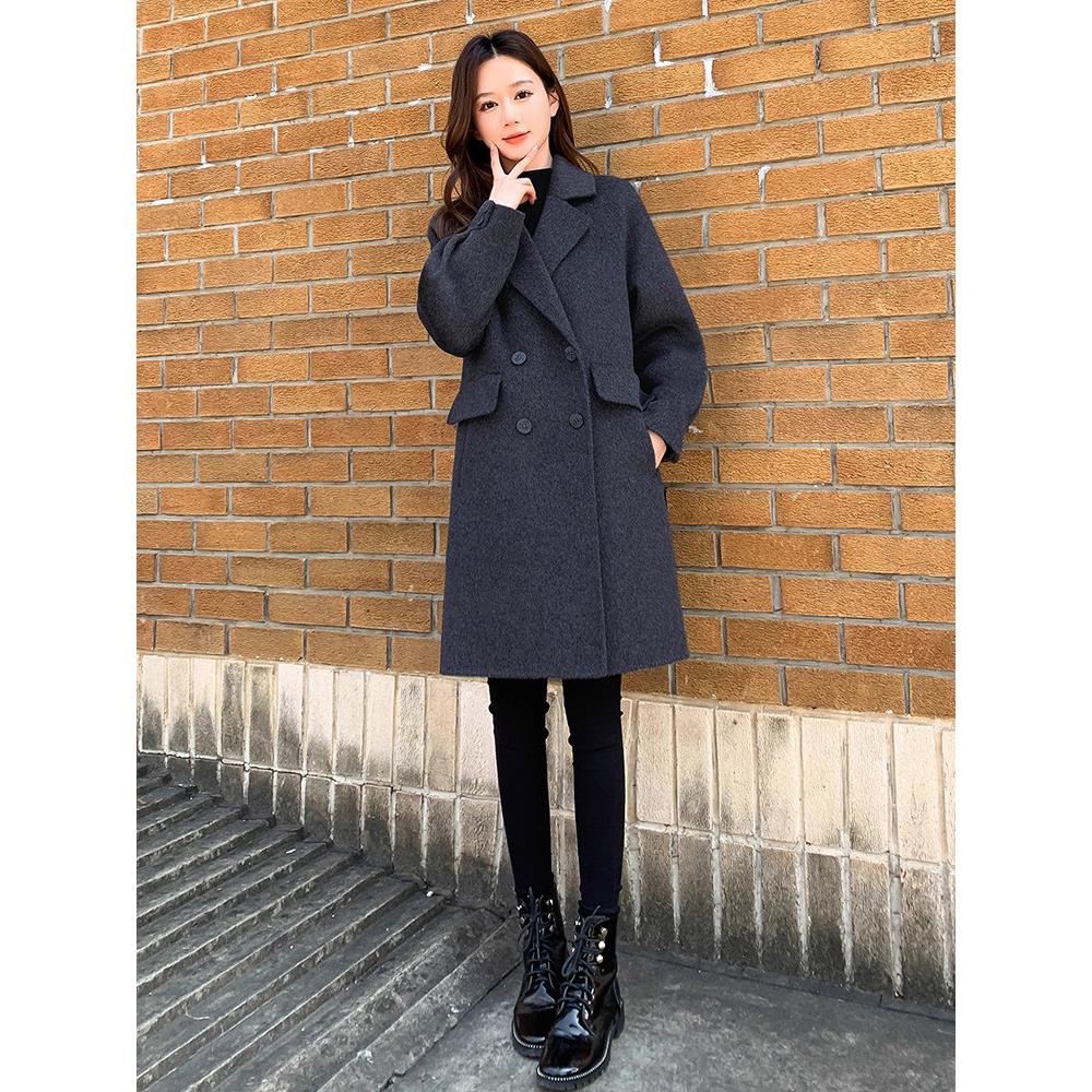纪诗哲羊毛双面毛呢大衣女2025秋冬新款小个子气质毛呢外套女
