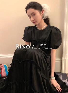 Rixo Dore法式高级感小众高端赫本风黑色连衣裙名媛气质显瘦长裙