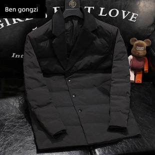 领中长款 犇公子2025冬季 西装 英伦男士 羽绒服痞帅休闲保暖外套 新款