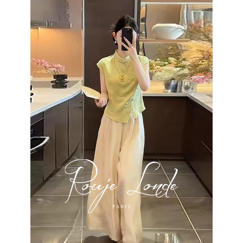 ROUJE LONDE新中式国风提花衬衫套装女夏季独特漂亮气质显瘦上衣