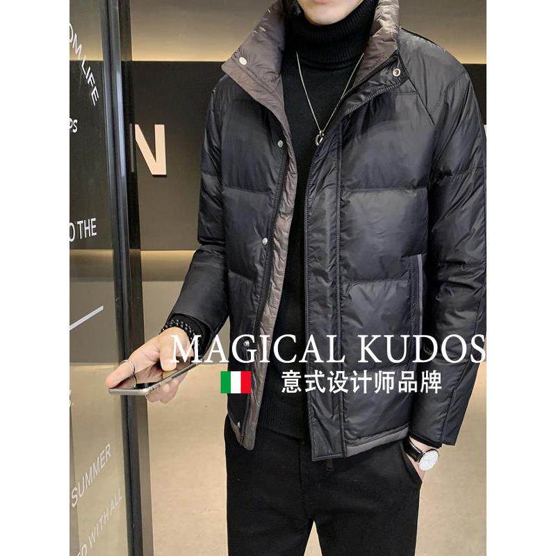 MAGICAL KUDOS鸭绒羽绒服男加厚冬季轻薄外套潮流立领保暖上衣