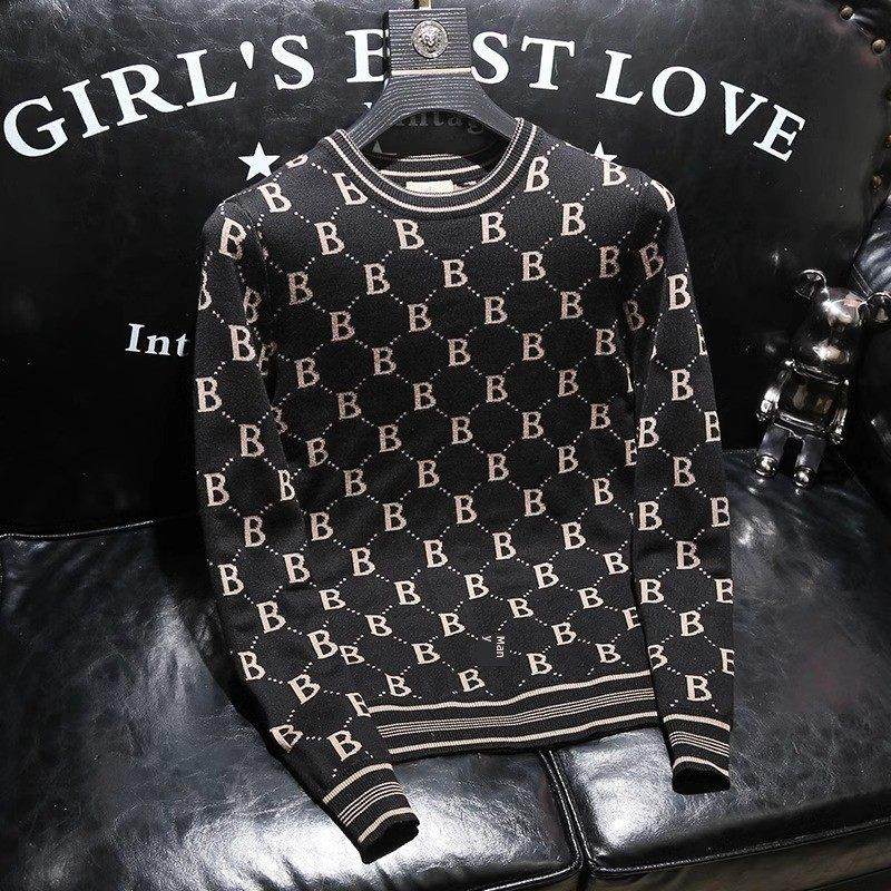 男装秋冬潮流正品韩版时尚字母提花长袖2025百搭保暖加厚毛衣男款