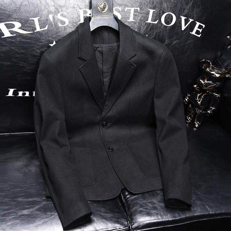 西装外套男秋冬高级感毛呢韩版时尚穿搭商务宴会伴郎男西服休闲