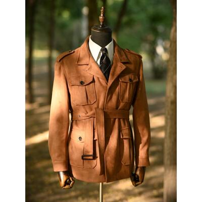 犇公子意式秋冬Safari Jacket猎装覆古绅士游猎夹克多口袋彷鹿皮