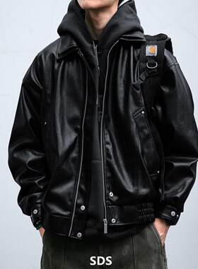 轻奢真皮皮衣外套男秋冬2025新款潮牌痞帅双层翻领机车服休闲夹克