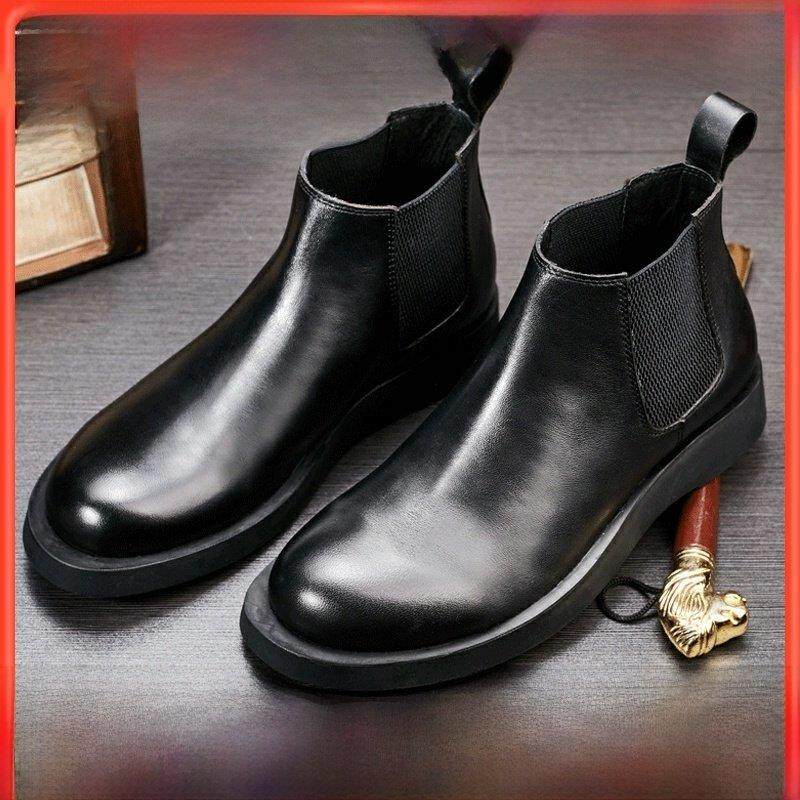 罗德梅科切尔西靴男秋冬加绒高帮皮鞋真皮机车靴一脚蹬套脚马丁靴,流行男鞋,切尔西靴,淘宝优惠券,粉丝福利购,淘宝优惠卷