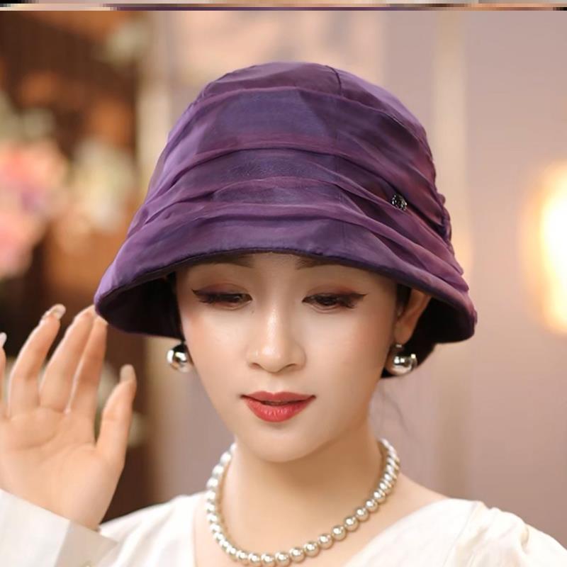 布塔桑蚕丝夏季沙滩防晒帽遮阳帽子女防紫外线渔夫帽真丝太阳帽