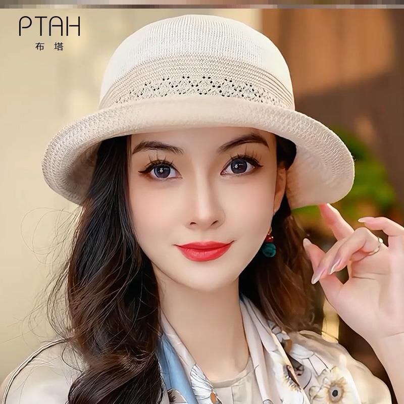 布塔日系卷边竹纤维渔夫帽子女士秋冬时尚百搭气质盆帽遮阳帽