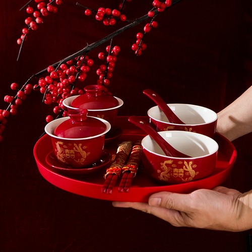 敬茶杯喜庆红碗套装|千人加购