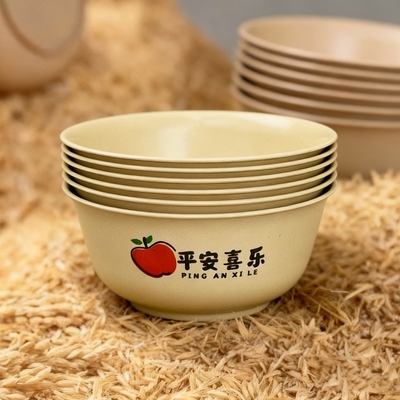 大号食品级稻壳一次性碗筷家用户外餐具可降解加厚加硬酒席耐高温