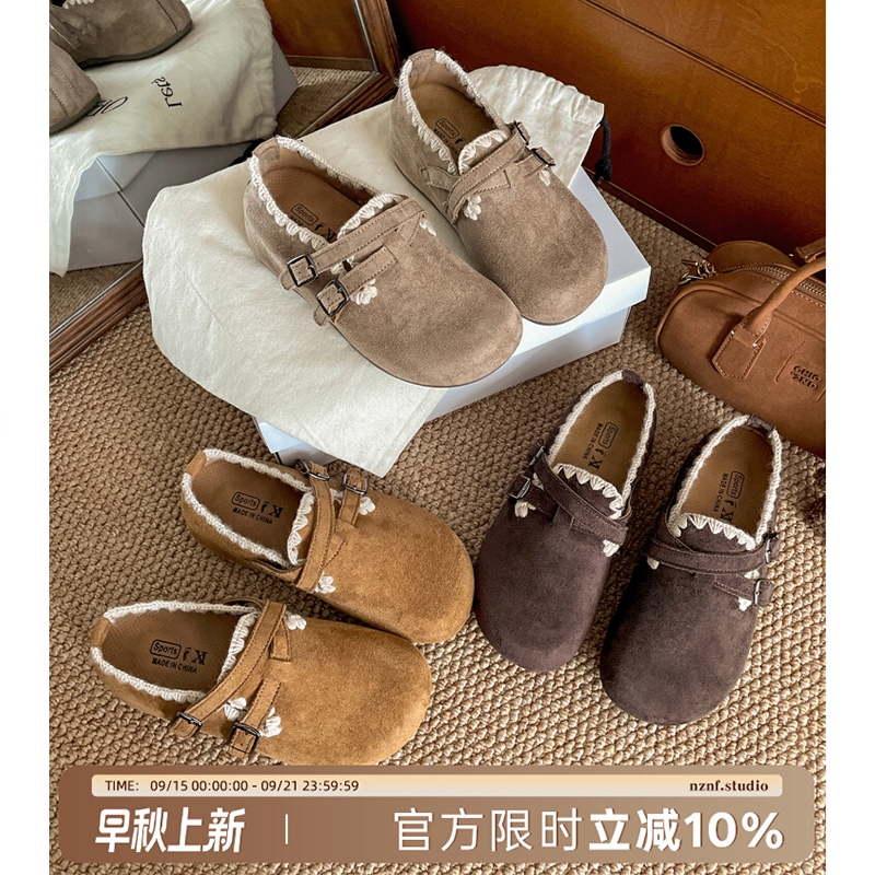 懒庸通勤复古厚底全包勃肯鞋女2025新款秋季配裙子增高软底单鞋子