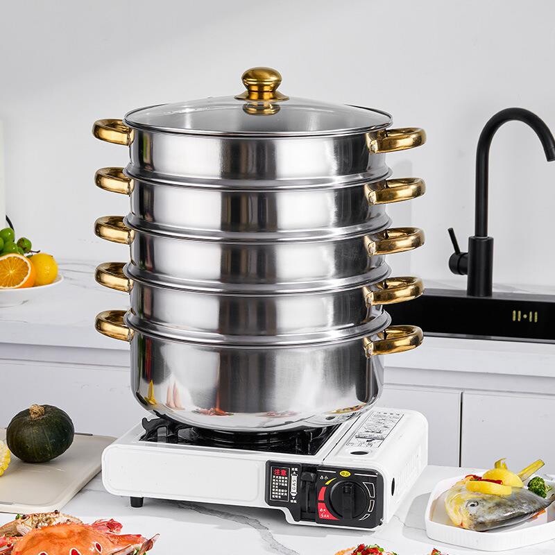 苏泊尔不锈钢多功能五层蒸锅上蒸下煮大容量厨房家用多层加厚加深