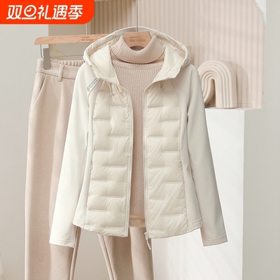 2025轻薄羽绒服女秋冬款白鹅绒90修身小个子内搭薄款白色内胆黑色