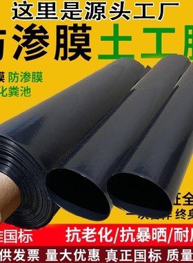 鱼塘防渗膜养殖土工膜虾子蓄水池厚黑色护坡塑料膜防水屋顶池塘