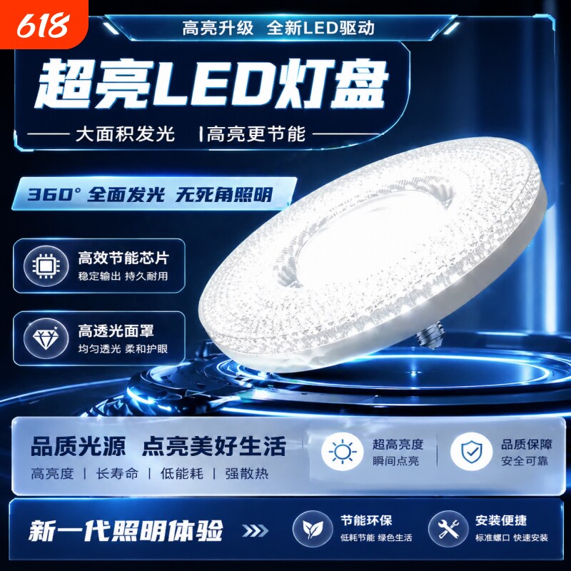 护眼新款水晶灯LED飞碟灯节能家用螺口E27灯泡高亮无频闪高亮节能