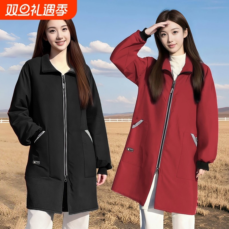 秋冬款加绒罩衣围裙可外穿男女同款工作服防水防风防污黑色红色