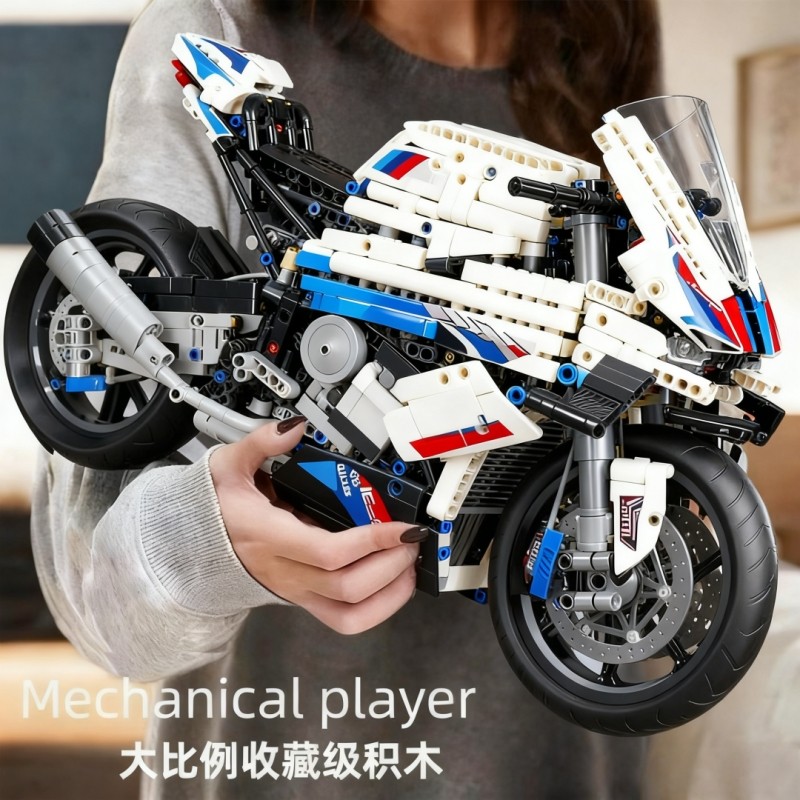 宝马M1000RR机车积木兼容乐高拼装摆件机械遥控汽车玩具男孩礼