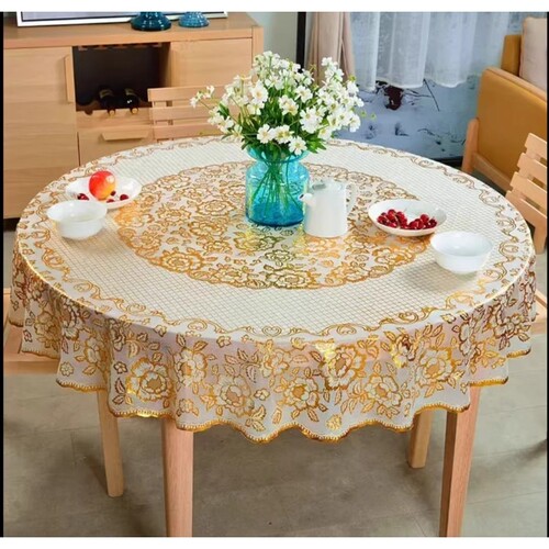 加厚桌布防水防烫防油免洗大圆形餐桌布家用pvc塑料台布新年餐厅