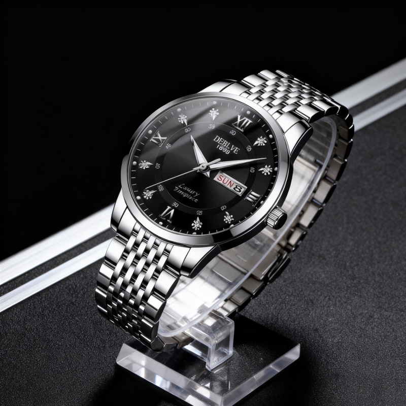 手表男款机械风全自动防水高级感全自动男表数字双日历防水腕表男