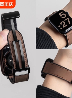 适用vivowatchgt2手表表带iqoo女士watchgt疯马皮vivowatch5男vivo智能磁吸真皮3运动GT透气2女腕带皮质黑色