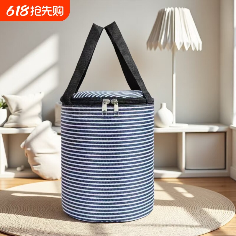 保温饭盒袋便当包加厚防水圆形上班通勤带饭保温袋学生午餐袋